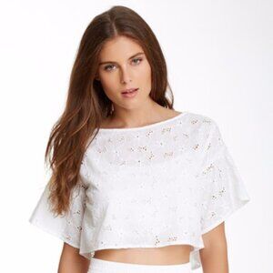 BB DAKOTA FLORAL WHITE CROP TOP S